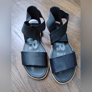 Like New Black Leather Sorel Ella Sandals